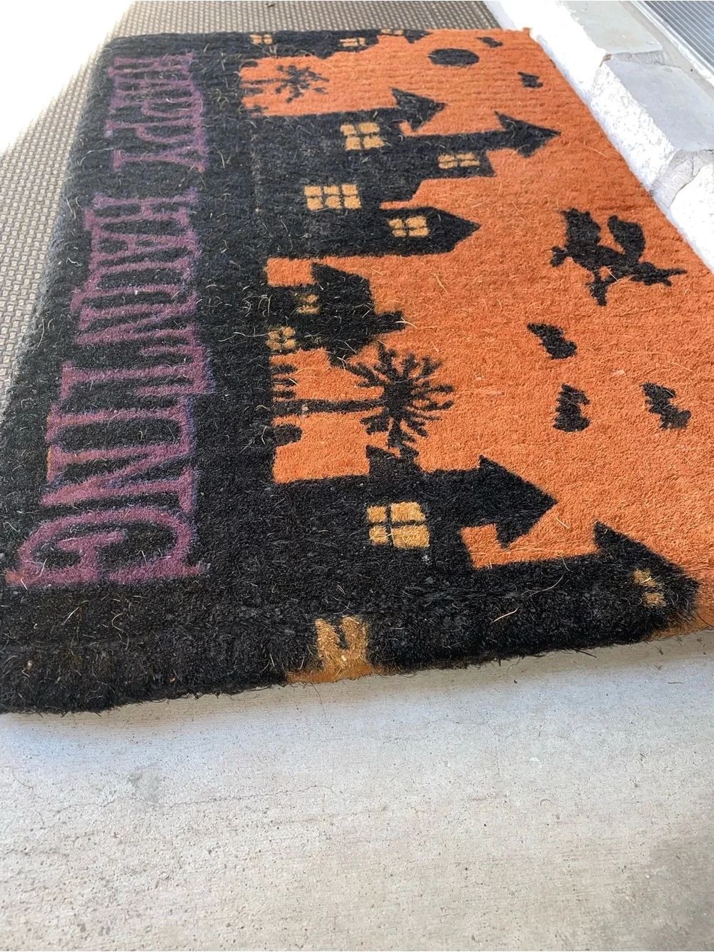 Halloween 'Happy Haunting' Orange & Black Doormat